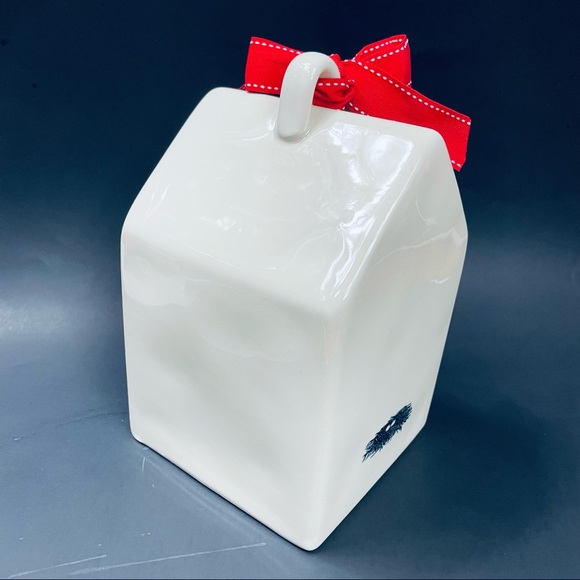 NWT Rae Dunn Rare Stamped Nest HTF Ceramic White Birdhouse Style 150 Red Ribbon - Picture 6 of 10